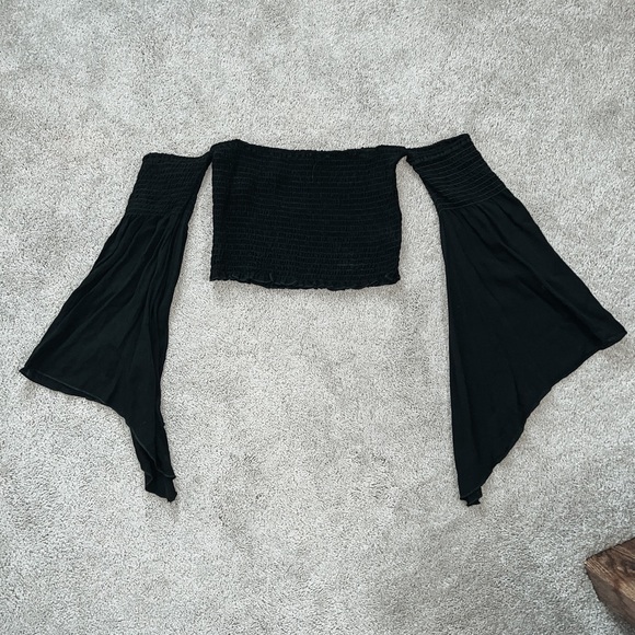 Blue Blush Tops - Blue Blush Black Crop Top